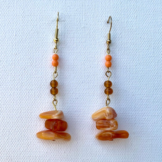 Natural Beaded Stone Earrings