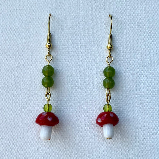 Green Mushroom Earrings