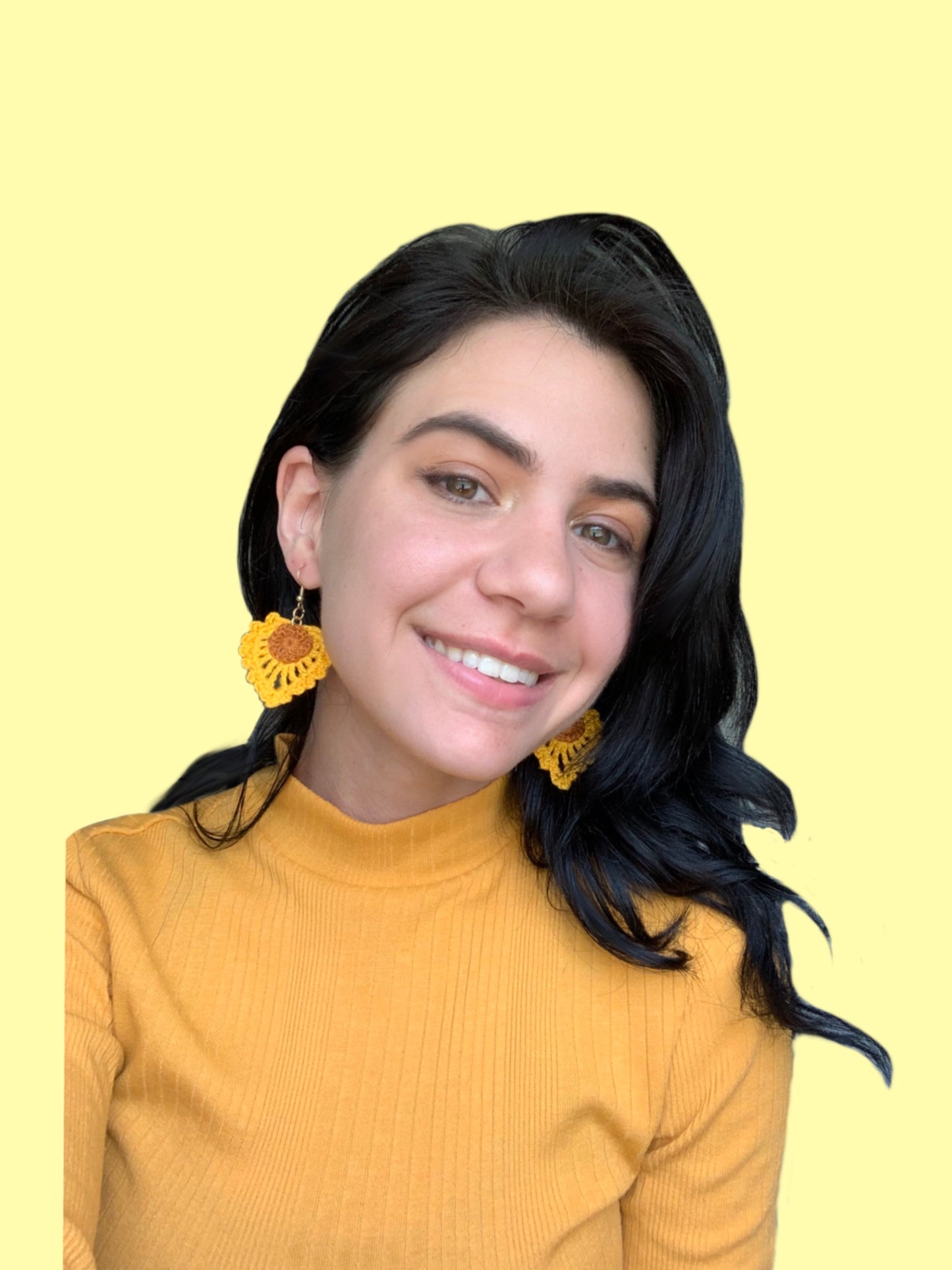 Yellow Petal Crochet Earrings