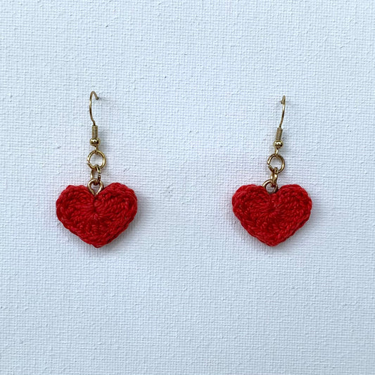 Red Lil’ Heart Crochet Earrings