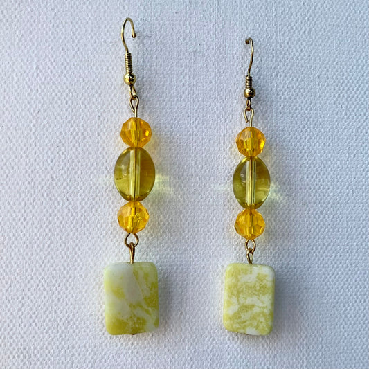 Yellow Beaded Earrings