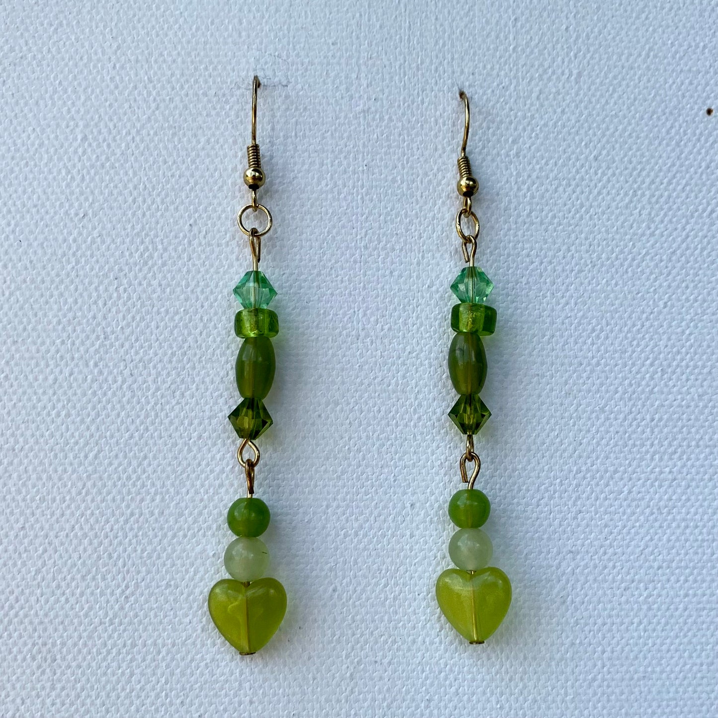 Green Heart Beaded Earrings