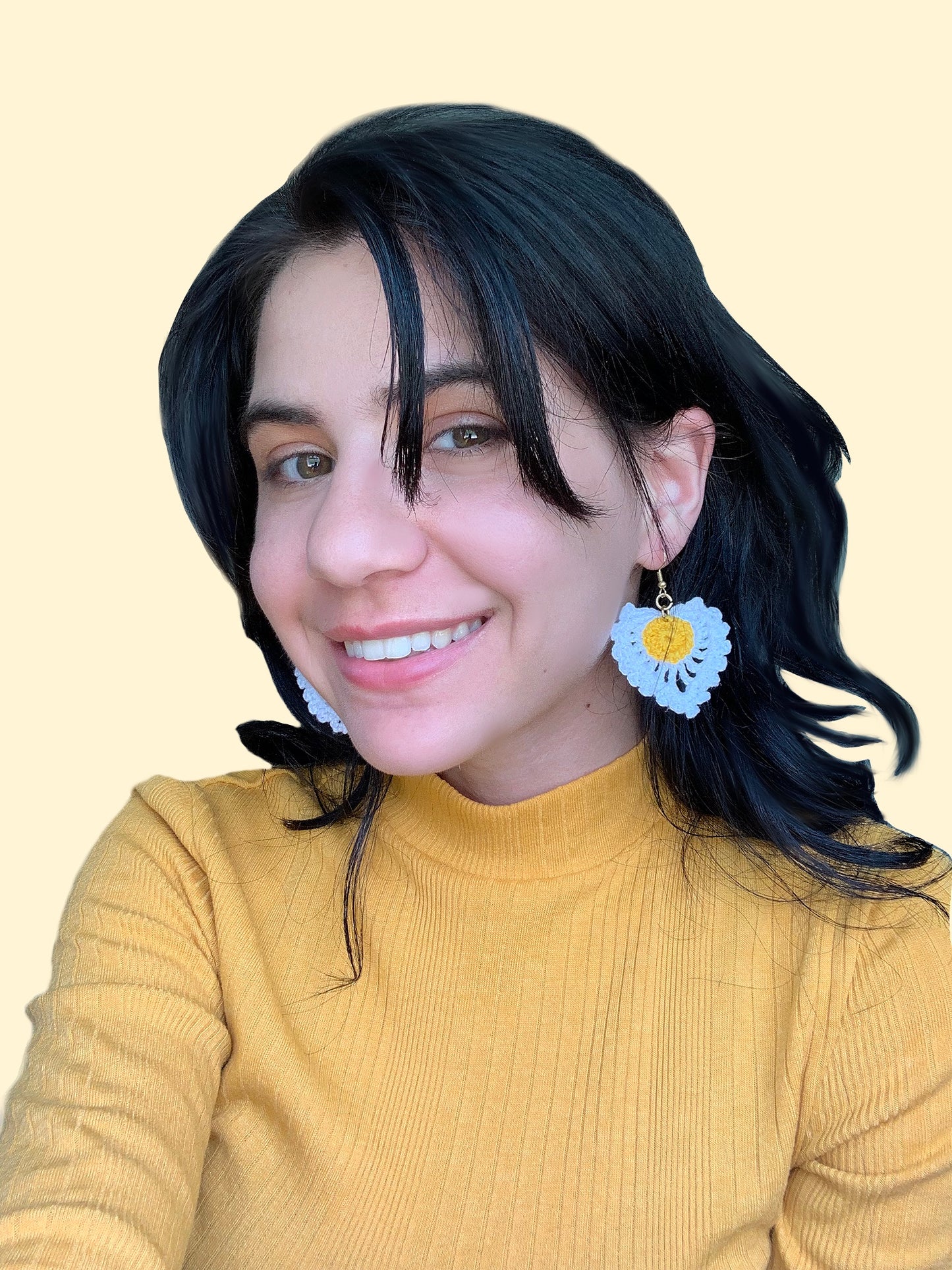 White Petal Crochet Earrings