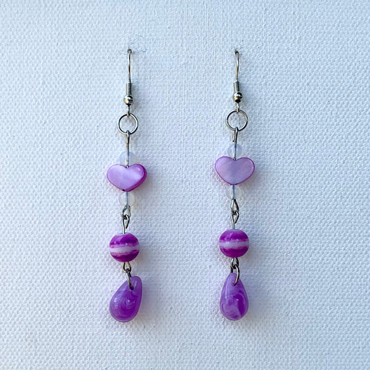 Purple Beaded Earrings