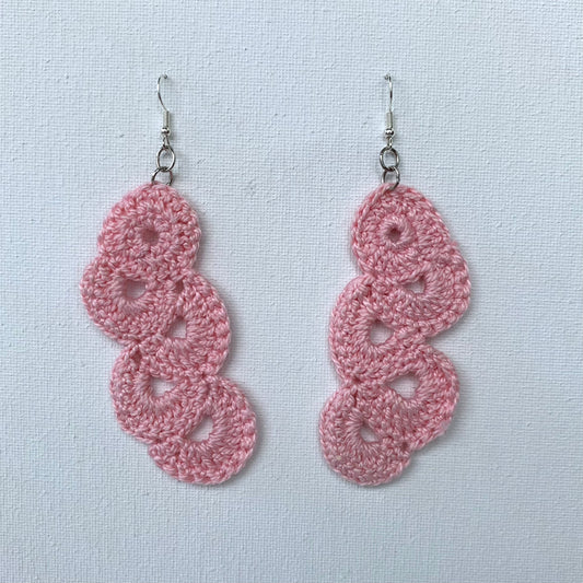 Pink Swirl Crochet Earrings