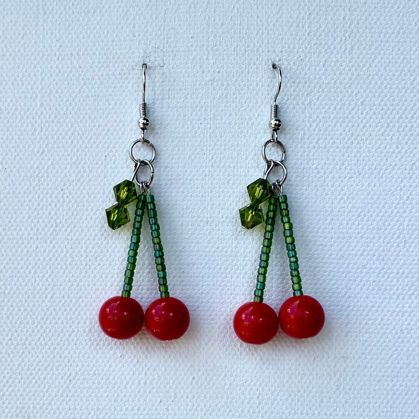 Small Beaded Cherry Earrings